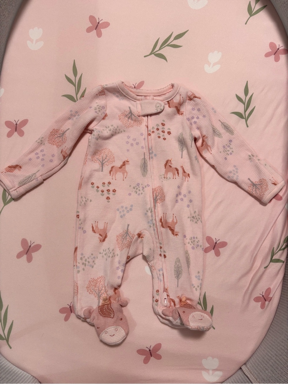 Carter's Pink Foal Print Baby Footed One-Piece
